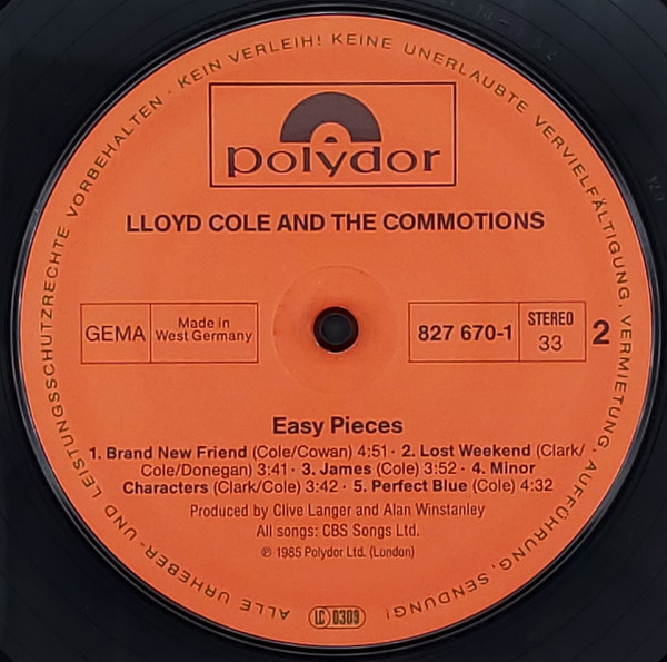 Lloyd Cole & The Commotions - Easy Pieces | Polydor (827 670-1) - 4
