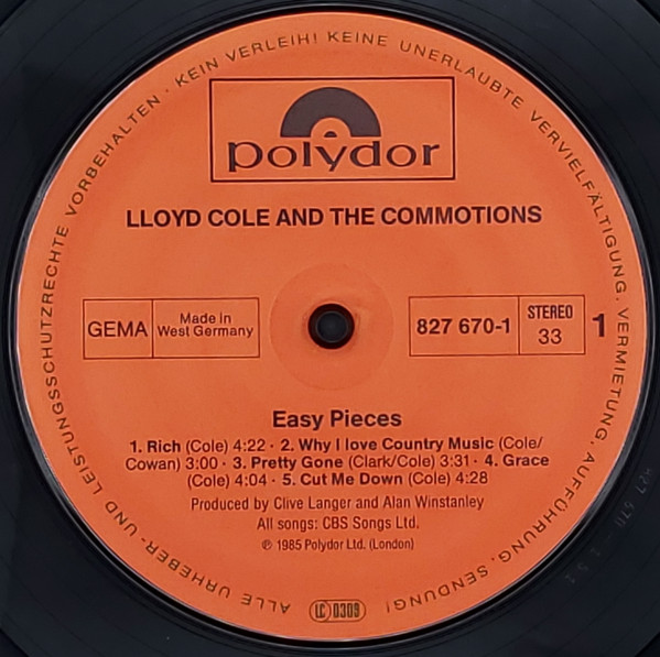 Lloyd Cole & The Commotions - Easy Pieces | Polydor (827 670-1) - 3