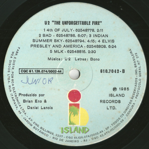U2 - The Unforgettable Fire | Island Records (610.7042) - 4