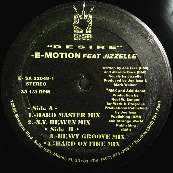 E-Motion Feat Jizzelle Bora - Desire | E-SA Records (E-SA 22049-1) - main