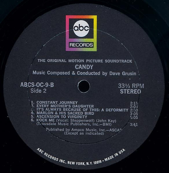 The Byrds And Steppenwolf , Dave Grusin - Candy (The Original Motion Picture Soundtrack) | ABC Records (ABCS-OC-9) - 4 The Byrds And Steppenwolf , Dave Grusin - Candy (The Original Motion Picture Soundtrack) | ABC Records (ABCS-OC-9) - 4