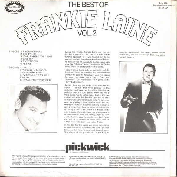 Frankie Laine - The Best Of Frankie Laine Vol.2 | Hallmark Records (SHM 889) - 2 Frankie Laine - The Best Of Frankie Laine Vol.2 | Hallmark Records (SHM 889) - 2
