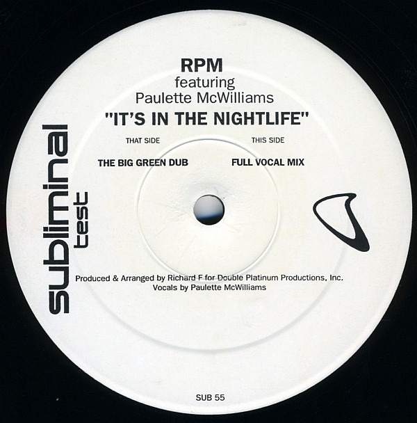 RPM Featuring Paulette McWilliams - It's In The Nightlife | Subliminal (SUB 55) - main