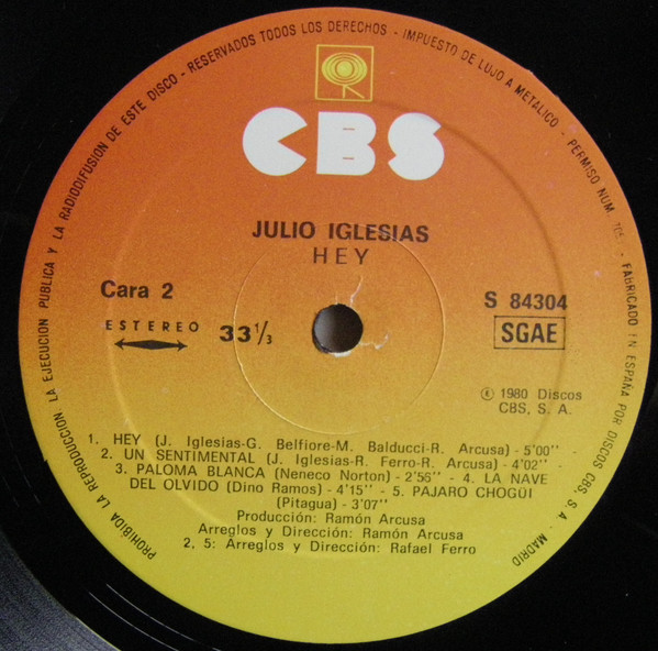 Julio Iglesias - Hey! | CBS (S 84304) - 4
