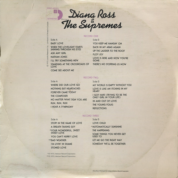 The Supremes - Sessions Presents Diana Ross & The Supremes | Sessions (ARI 5001) - 2 The Supremes - Sessions Presents Diana Ross & The Supremes | Sessions (ARI 5001) - 2