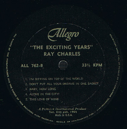 Ray Charles - The Exciting Years | Allegro Records (ALL 762) - 3