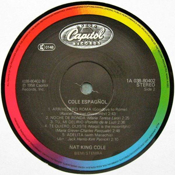 Nat King Cole - Cole Español | Capitol Records (1A 038-80402) - 4 Nat King Cole - Cole Español | Capitol Records (1A 038-80402) - 4