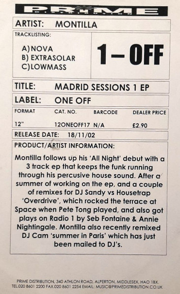 Montilla - Madrid Sessions 1 EP | 1-Off Recordings (12ONEOFF17) - 3