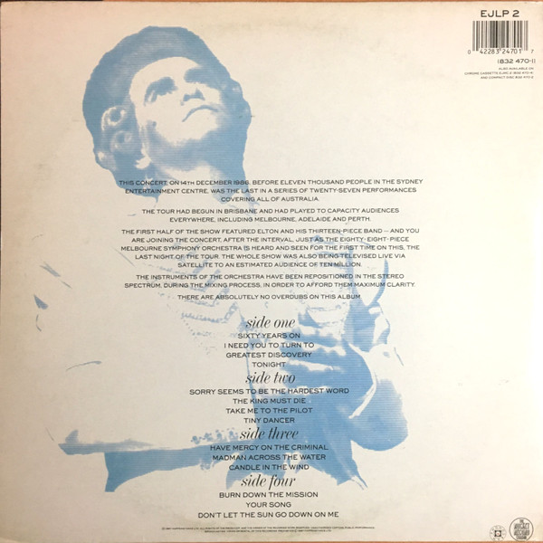 Elton John - Live In Australia (With The Melbourne Symphony Orchestra) | The Rocket Record Company (EJLP 2) - 2