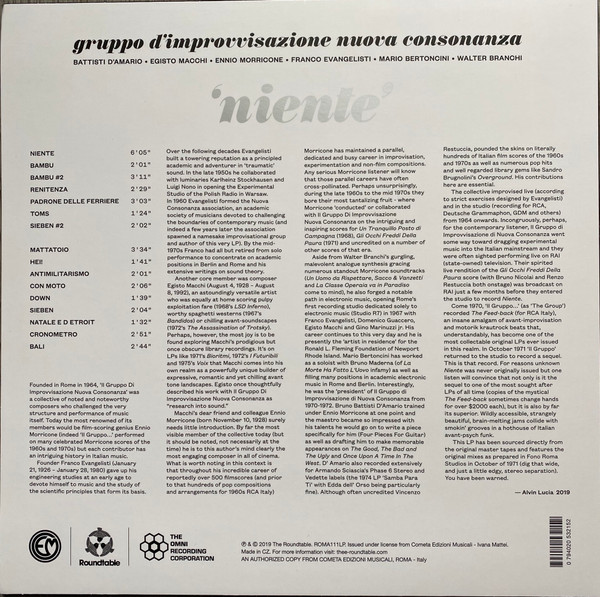 Gruppo di Improvvisazione Nuova Consonanza - Niente LP | The Omni Recording Corporation (ROMA111LP) - 2 Gruppo di Improvvisazione Nuova Consonanza - Niente LP | The Omni Recording Corporation (ROMA111LP) - 2