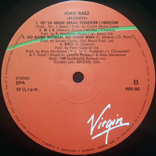 Joan Baez - Recently | Virgin (605480) - 3