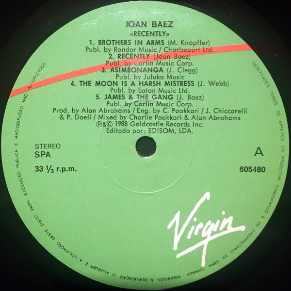 Joan Baez - Recently | Virgin (605480) - 2