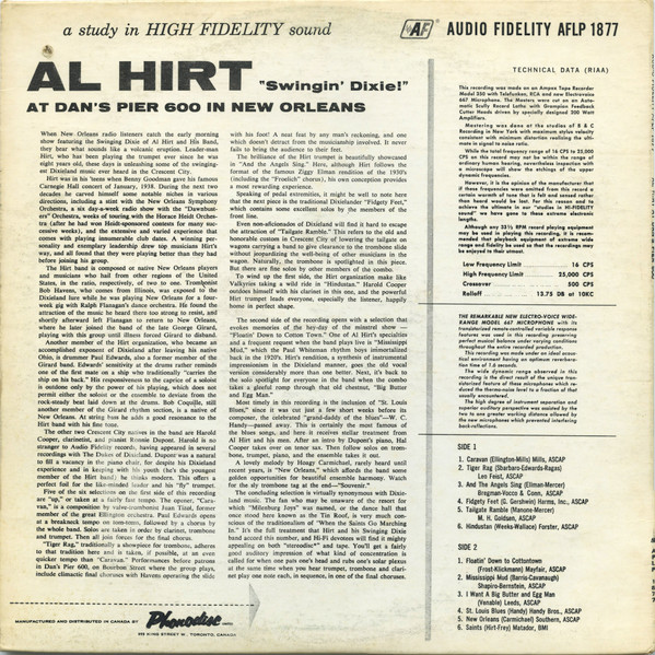 Al Hirt - Swingin' Dixie! (At Dan's Pier 600 In New Orleans) | Audio Fidelity (AFLP 1877) - 2 Al Hirt - Swingin' Dixie! (At Dan's Pier 600 In New Orleans) | Audio Fidelity (AFLP 1877) - 2