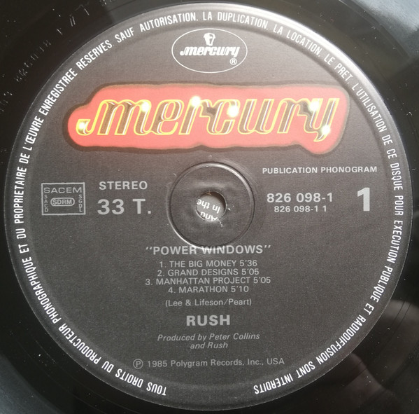 Rush - Power Windows | Mercury (826 098-1) - 3