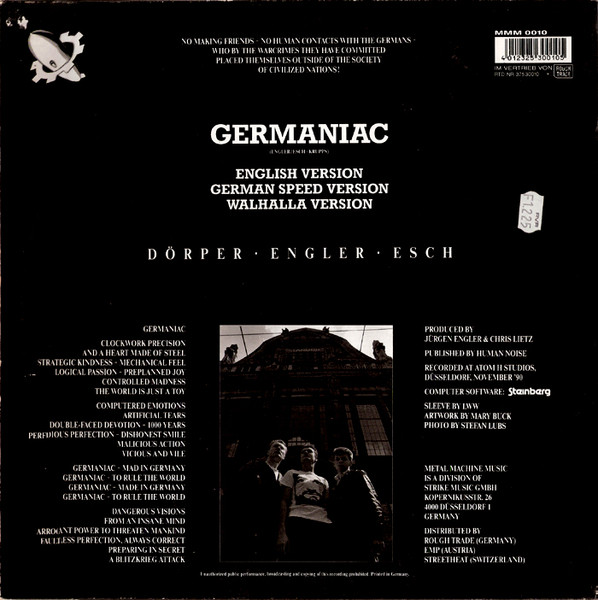 Die Krupps - Germaniac | Metal Machine Music (MMM 0010) - 2 Die Krupps - Germaniac | Metal Machine Music (MMM 0010) - 2