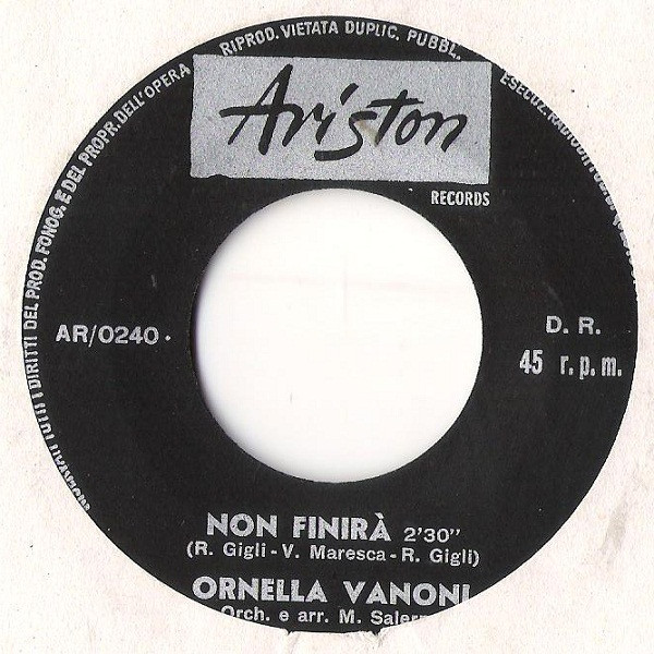 Ornella Vanoni - Non Finirà | Ariston Records (AR 0240) - 3