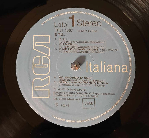 Claudio Baglioni - E Tu... | RCA (TPL1-1067) - 4