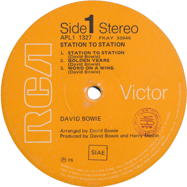 David Bowie - Station To Station | RCA (APL1-1327) - 3 David Bowie - Station To Station | RCA (APL1-1327) - 3