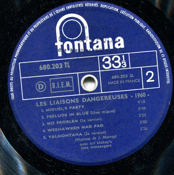 Art Blakey & The Jazz Messengers Avec Barney Wilen - Les Liaisons Dangereuses 1960 | Fontana (680 203 TL) - 4 Art Blakey & The Jazz Messengers Avec Barney Wilen - Les Liaisons Dangereuses 1960 | Fontana (680 203 TL) - 4