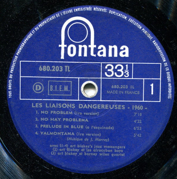 Art Blakey & The Jazz Messengers Avec Barney Wilen - Les Liaisons Dangereuses 1960 | Fontana (680 203 TL) - 3 Art Blakey & The Jazz Messengers Avec Barney Wilen - Les Liaisons Dangereuses 1960 | Fontana (680 203 TL) - 3