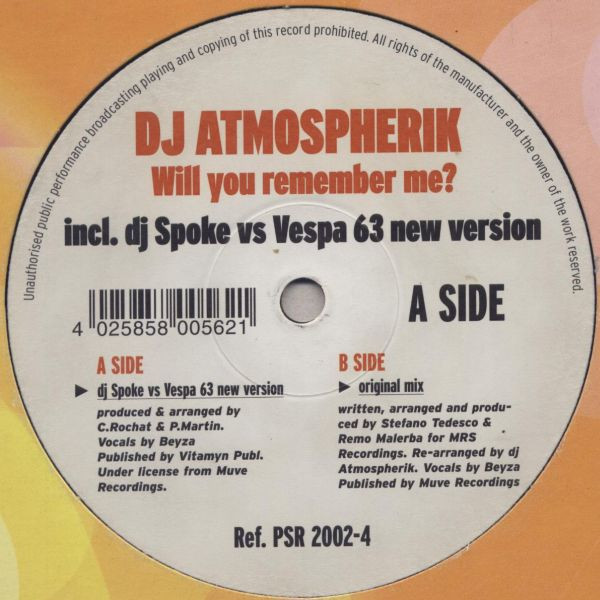 DJ Atmospherik - Will You Remember Me? | Progressive State Records (PSR) (PSR 2002-4)