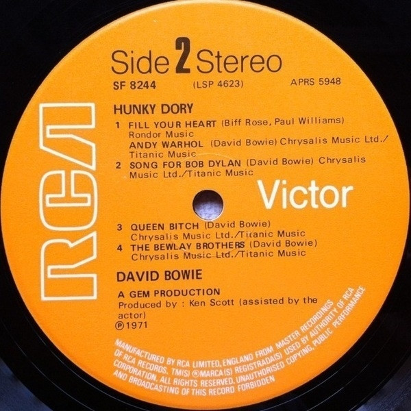 David Bowie - Hunky Dory | RCA Victor (SF 8244) - 2 David Bowie - Hunky Dory | RCA Victor (SF 8244) - 2