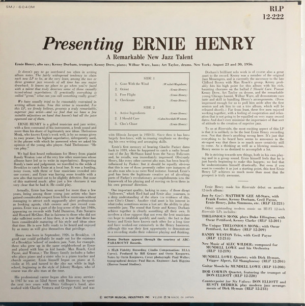 Ernie Henry - Presenting Ernie Henry | Milestone (SMJ-6040M) - 2 Ernie Henry - Presenting Ernie Henry | Milestone (SMJ-6040M) - 2