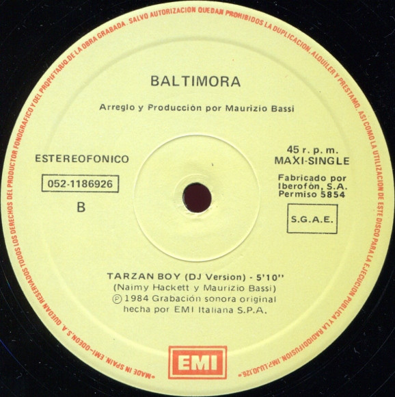 Baltimora - Tarzan Boy | EMI (052-11 8692-6) - 4