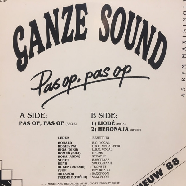 Ganze Sound - Pas Op, Pas Op | TBA (Netherlands) (TBM 44127) - 2