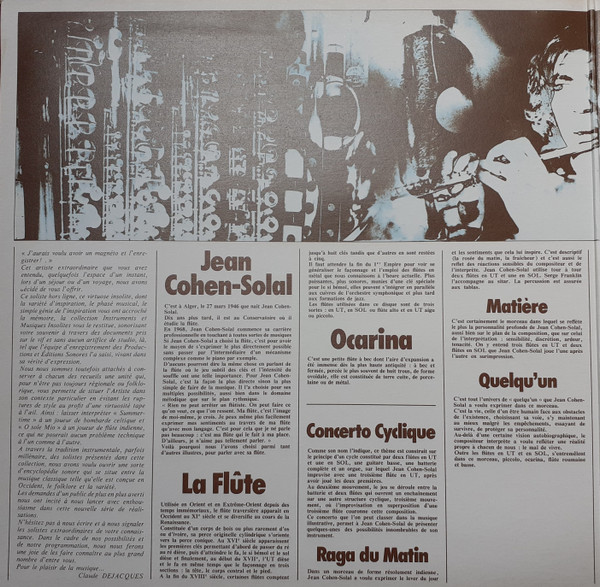 Jean Cohen-Solal - Flutes Libres | Daphy (69 504) - 2