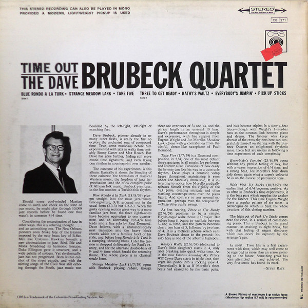 The Dave Brubeck Quartet - Time Out | CBS (S 62068) - 2 The Dave Brubeck Quartet - Time Out | CBS (S 62068) - 2