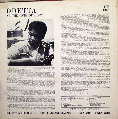 Odetta - At The Gate Of Horn | Tradition Records (TLP 1025) - 2 Odetta - At The Gate Of Horn | Tradition Records (TLP 1025) - 2