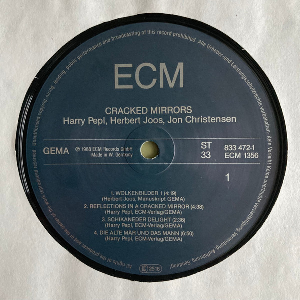 Harry Pepl / Herbert Joos / Jon Christensen - Cracked Mirrors | ECM Records (ECM 1356) - 3