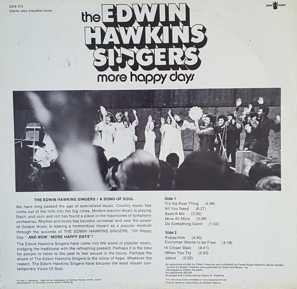 Edwin Hawkins Singers - More Happy Days | Buddah Records (2318 012) - 2