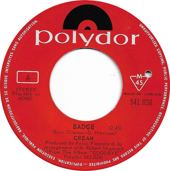 Cream - Badge / What A Bringdown | Polydor (541.038) - main