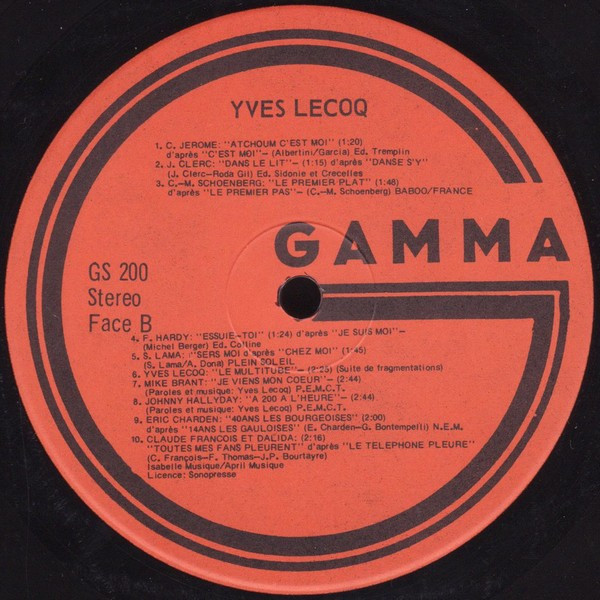 Yves Lecoq - Toutes Mes Fans Pleurent - Le Multitube | Gamma (GS 200) - 3