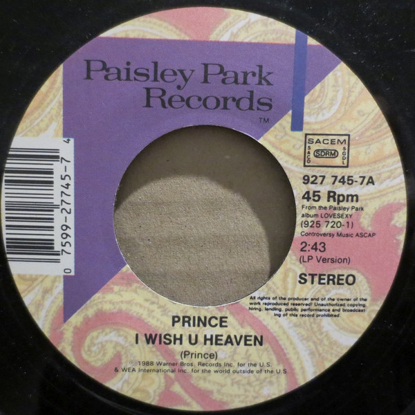 Prince - I Wish U Heaven | Paisley Park (927 745-7) - 3 Prince - I Wish U Heaven | Paisley Park (927 745-7) - 3