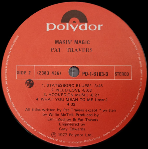 Pat Travers - Makin' Magic | Polydor (PD-1-6103) - 4