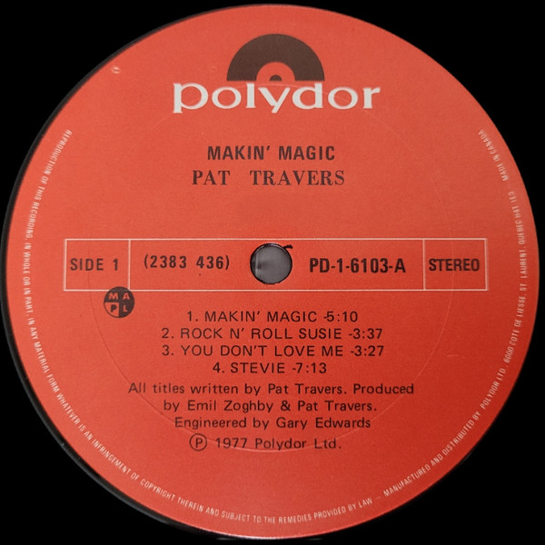 Pat Travers - Makin' Magic | Polydor (PD-1-6103) - 3