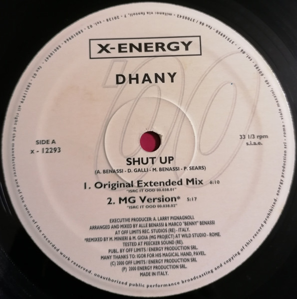 Dhany - Shut Up | X-Energy Records (X-12293) - 2 Dhany - Shut Up | X-Energy Records (X-12293) - 2
