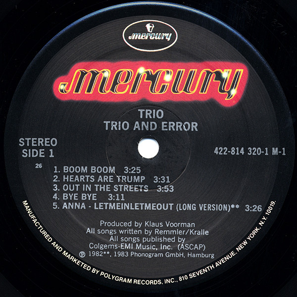 Trio - Trio And Error | Mercury (422-814 320-1 M-1) - 3