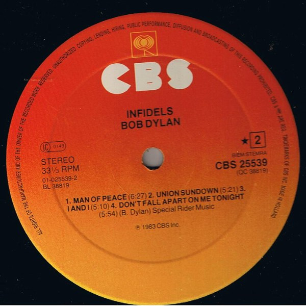 Bob Dylan - Infidels | CBS (CBS 25539) - 3