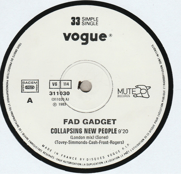 Fad Gadget - Collapsing New People (London Mix / Berlin Mix) | Mute (311030) - 2 Fad Gadget - Collapsing New People (London Mix / Berlin Mix) | Mute (311030) - 2