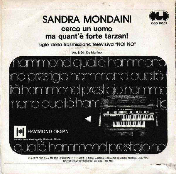 Sandra Mondaini - Cerco Un Uomo / Ma Quant'È Forte Tarzan! | CGD (CGD 10039) - 2 Sandra Mondaini - Cerco Un Uomo / Ma Quant'È Forte Tarzan! | CGD (CGD 10039) - 2
