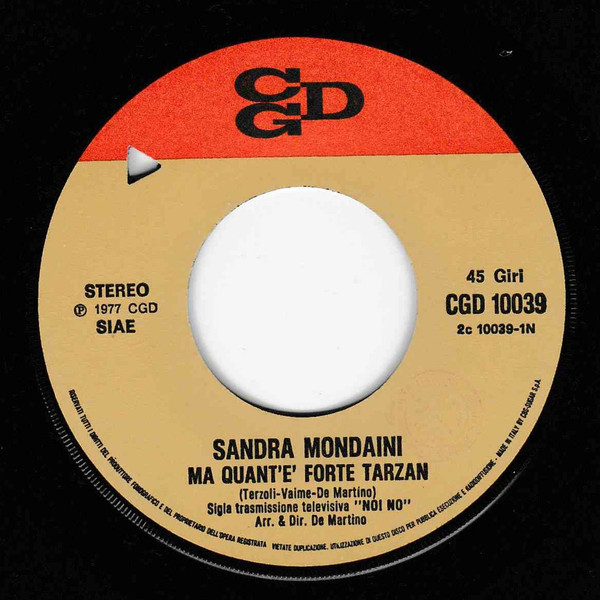 Sandra Mondaini - Cerco Un Uomo / Ma Quant'È Forte Tarzan! | CGD (CGD 10039) - 3 Sandra Mondaini - Cerco Un Uomo / Ma Quant'È Forte Tarzan! | CGD (CGD 10039) - 3