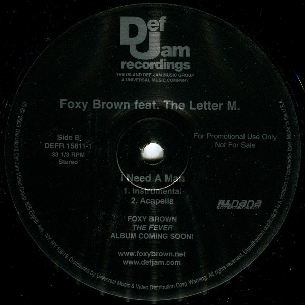 Foxy Brown Feat. The Letter M. - I Need A Man | Def Jam Recordings (DEFR 15811-1)