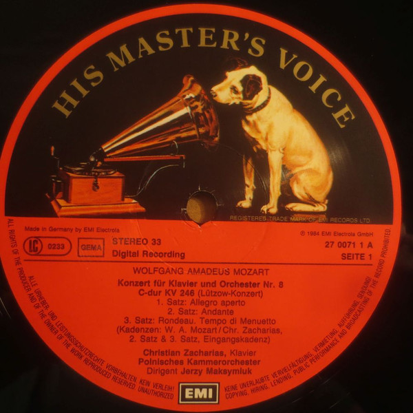 Wolfgang Amadeus Mozart - Kv 246 Concerto No.8 C Dur / Kv 271 Concerto No.9 In E Flat | His Master's Voice Digital (27 0071 1) - 3