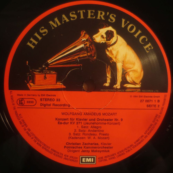 Wolfgang Amadeus Mozart - Kv 246 Concerto No.8 C Dur / Kv 271 Concerto No.9 In E Flat | His Master's Voice Digital (27 0071 1) - 4