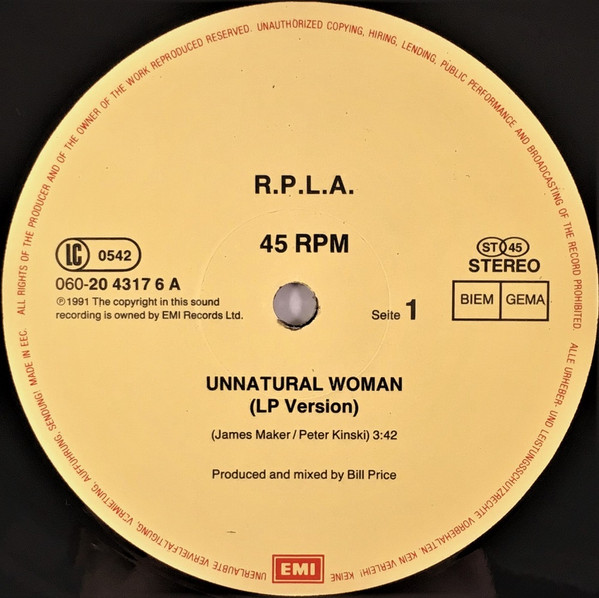 RPLA - Unnatural Woman | EMI (12RPLA 1) - 2