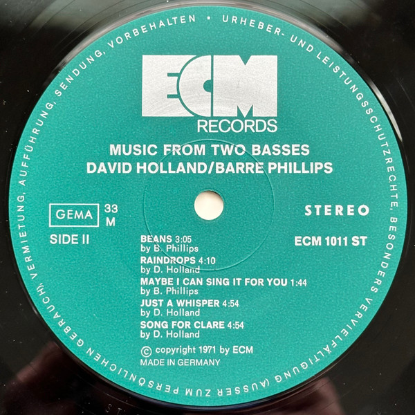 Dave Holland / Barre Phillips - Music From Two Basses | ECM Records (ECM 1011 ST) - 4 Dave Holland / Barre Phillips - Music From Two Basses | ECM Records (ECM 1011 ST) - 4